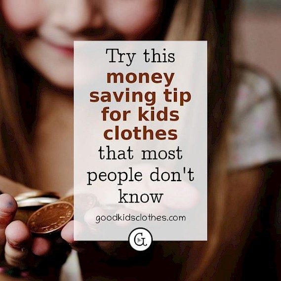 Girl holding coins. Money saving tips for kids clothes.