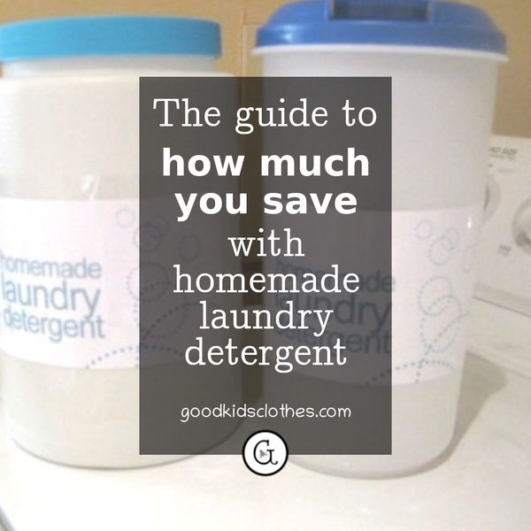 Homemade laundry detergent containers on top of washing machine