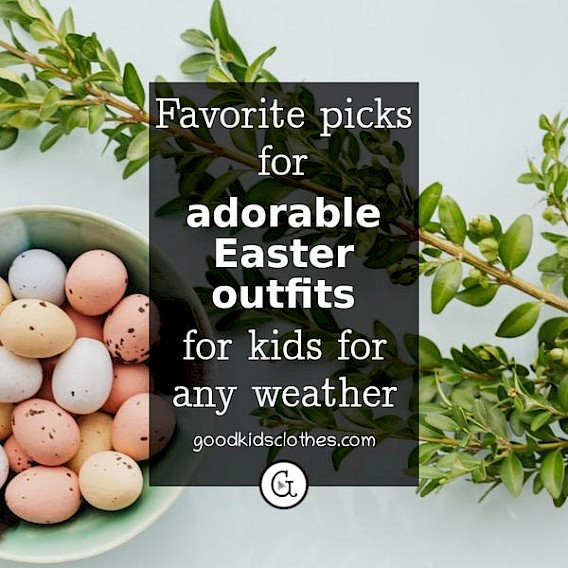 Easter eggs in bowl next to tree branch - Easter outfit ideas for toddlers and kids