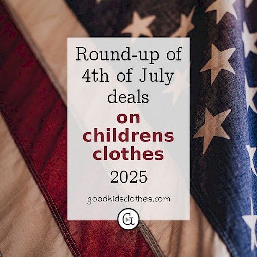 U.S. flag in background - 4th of July deals on kids clothes 2025